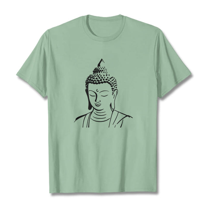 Maglietta in cotone con motivo a testa di Buddha Buddha Stones Buddha - Verde pallido - 2XL - image 16