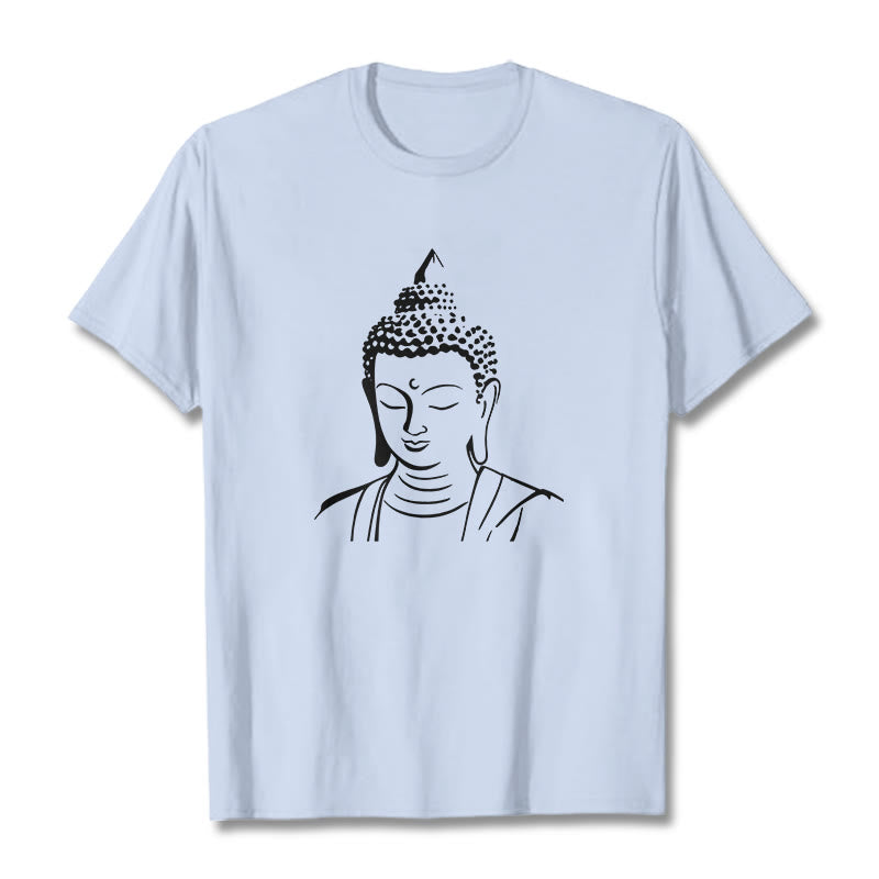 Maglietta in cotone con motivo a testa di Buddha Buddha Stones Buddha - Ciano chiaro - 2XL - image 15