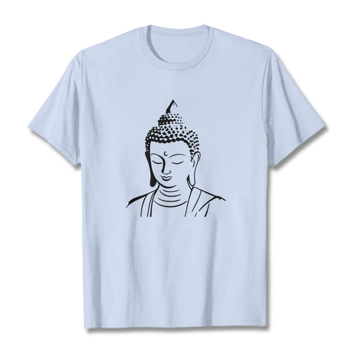 Maglietta in cotone con motivo a testa di Buddha Buddha Stones Buddha - Ciano chiaro - 2XL - image 15
