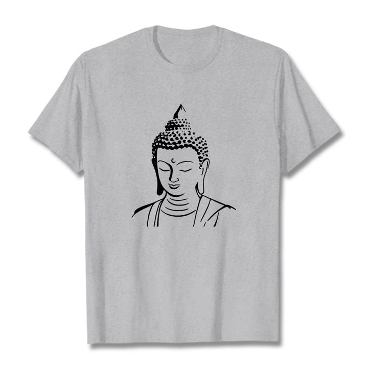 Maglietta in cotone con motivo a testa di Buddha Buddha Stones Buddha - Grigio chiaro - 2XL - image 15