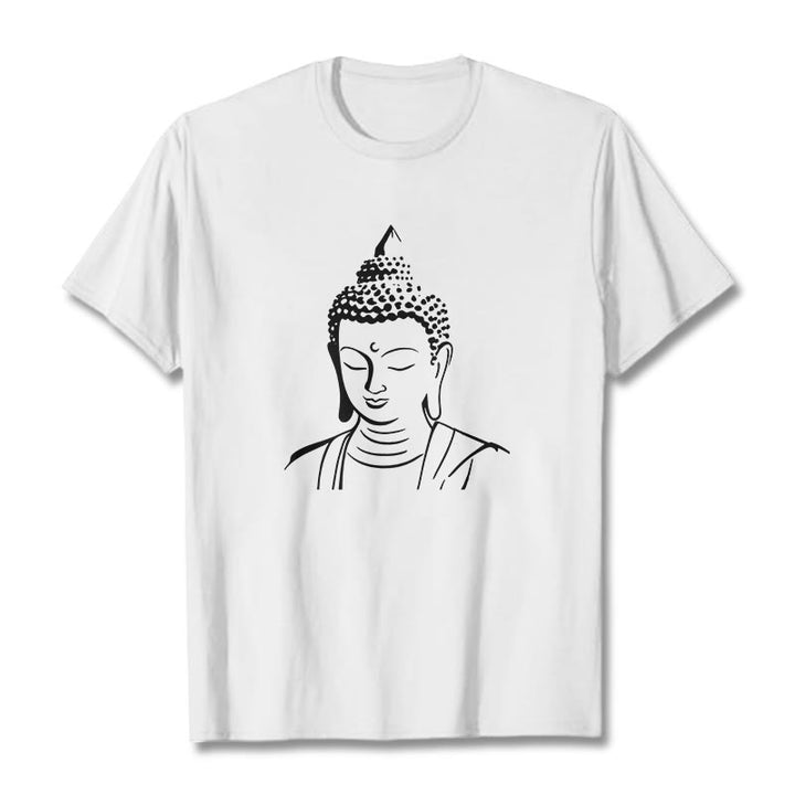 Maglietta in cotone con motivo a testa di Buddha Buddha Stones Buddha - Bianco - 2XL - image 3