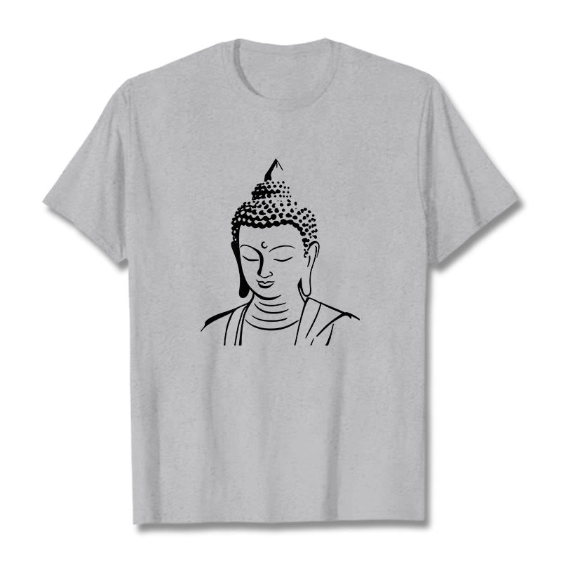 Maglietta in cotone con motivo a testa di Buddha Buddha Stones Buddha - Grigio chiaro - 2XL - image 14