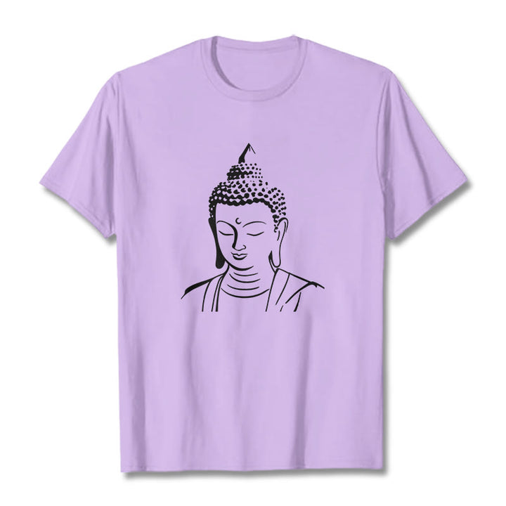 Maglietta in cotone con motivo a testa di Buddha Buddha Stones Buddha - Prugna - 2XL - image 9