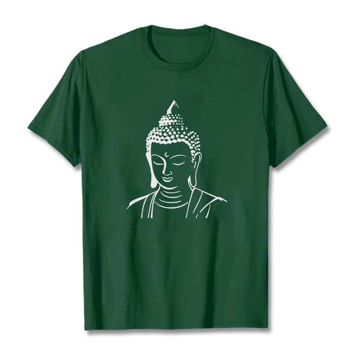 Maglietta in cotone con motivo a testa di Buddha Buddha Stones Buddha - Verde studentesco - 2XL - image 0