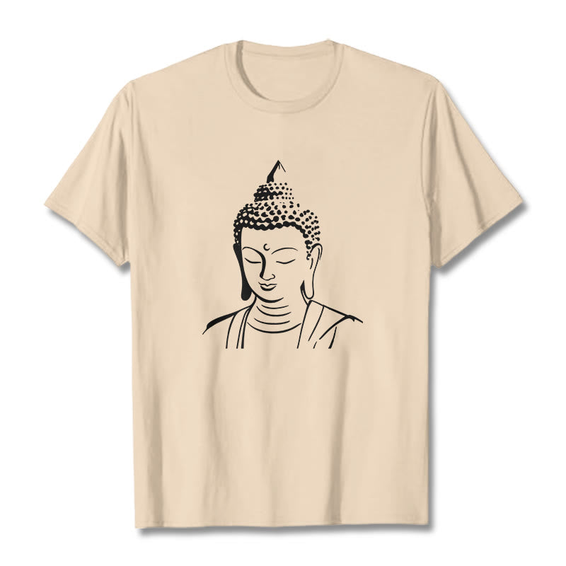 Maglietta in cotone con motivo a testa di Buddha Buddha Stones Buddha - Biscotto - 2XL - image 6