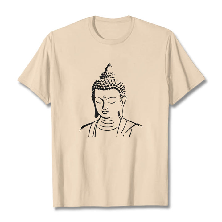 Maglietta in cotone con motivo a testa di Buddha Buddha Stones Buddha - Biscotto - 2XL - image 6