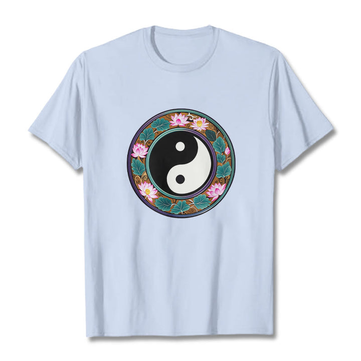 Maglietta in cotone con Buddha Stones Yin Yang - Ciano chiaro - 2XL - image 14