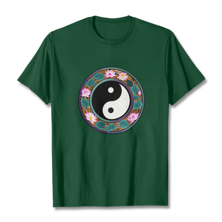 Maglietta in cotone con Buddha Stones Yin Yang - Verde foresta - 2XL - image 8