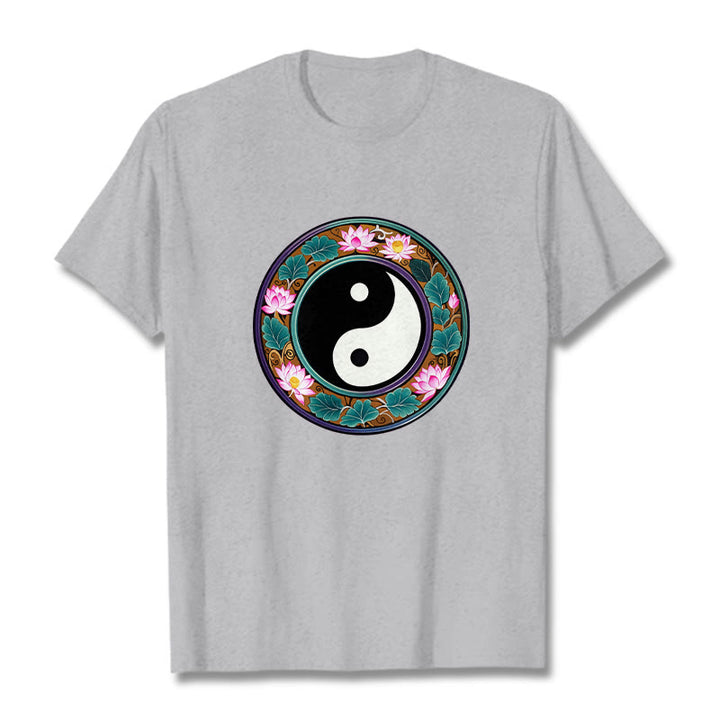 Maglietta in cotone con Buddha Stones Yin Yang - Grigio chiaro - 2XL - image 13