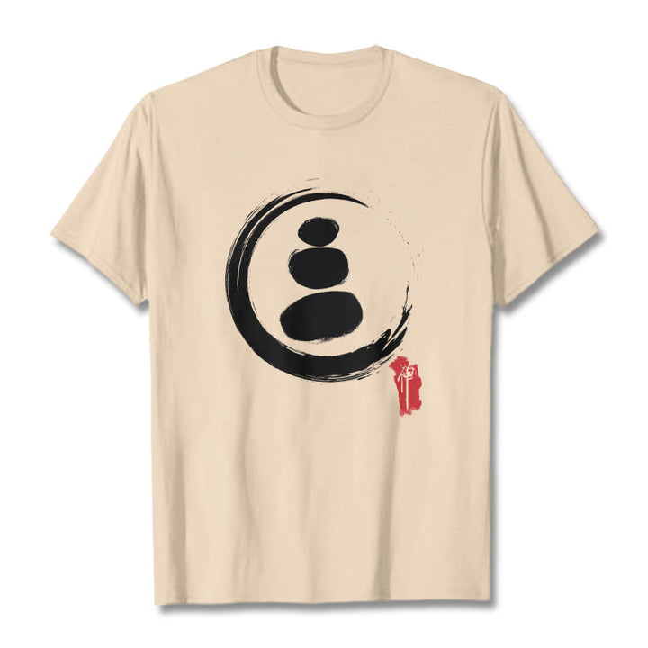 Maglietta in cotone con cerchi zen Buddha Stones - Biscotto - 2XL - image 5