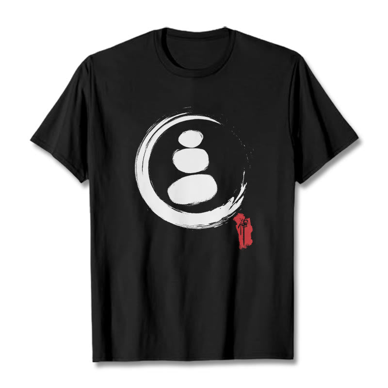 Maglietta in cotone con cerchi zen Buddha Stones - Nero - 2XL - image 1