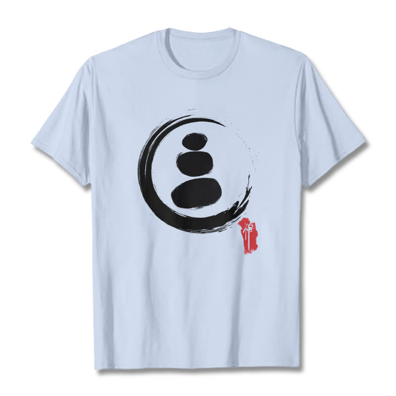 Maglietta in cotone con cerchi zen Buddha Stones - Ciano chiaro - 2XL - image 15