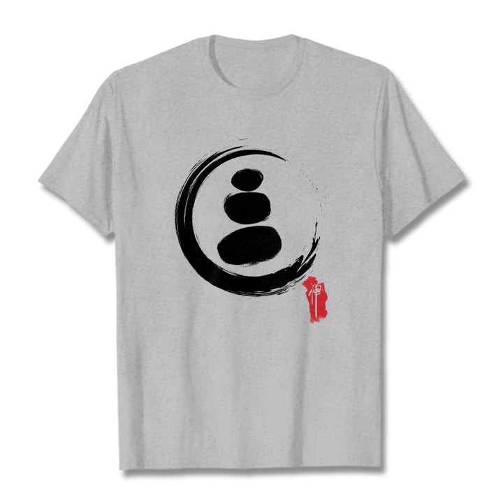 Maglietta in cotone con cerchi zen Buddha Stones - Grigio chiaro - 2XL - image 19