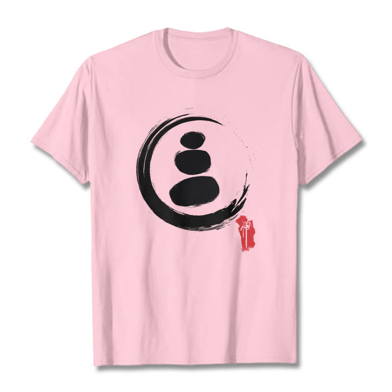 Maglietta in cotone con cerchi zen Buddha Stones - Rosa chiaro - 2XL - image 12