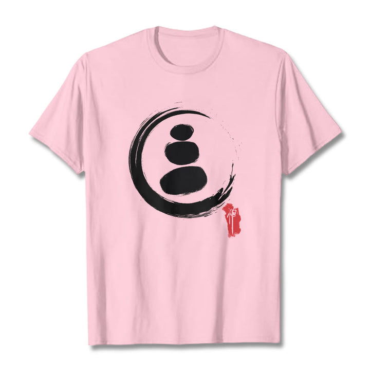 Maglietta in cotone con cerchi zen Buddha Stones - Rosa chiaro - 2XL - image 12
