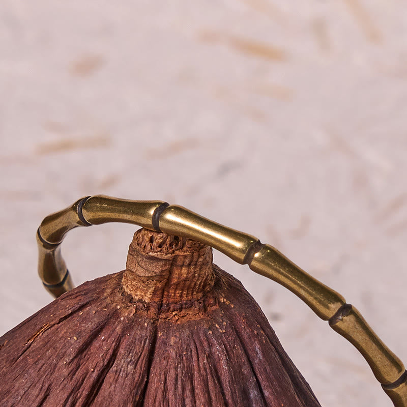 Buddha Stones Bamboo Rame Ottone Fortuna Forza Braccialetto