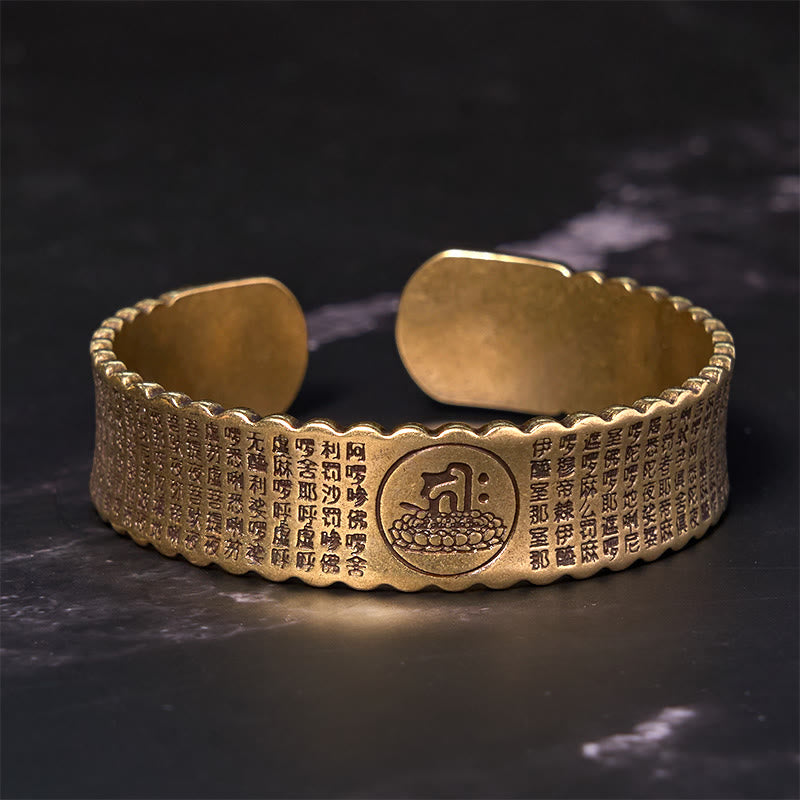 Buddha Stones Grande Compassione Mantra Rame Ottone Fortuna Cura di sé Braccialetto Braccialetto