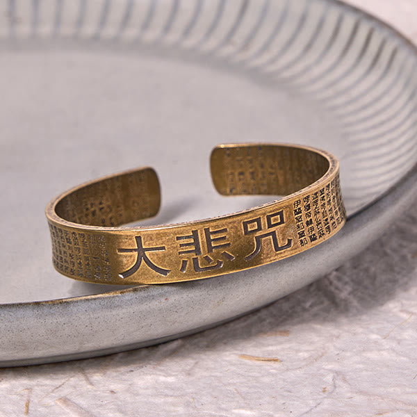 Buddha Stones Grande Compassione Mantra Rame Ottone Fortuna Potere Braccialetto Braccialetto