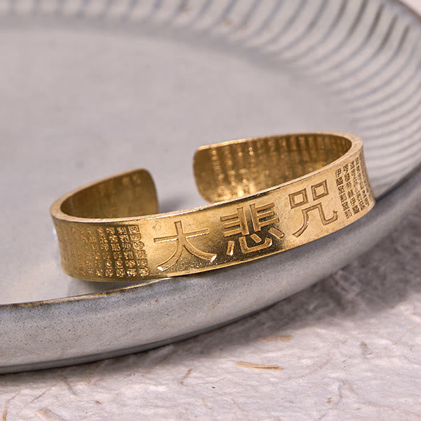 Buddha Stones Grande Compassione Mantra Rame Ottone Fortuna Potere Braccialetto Braccialetto