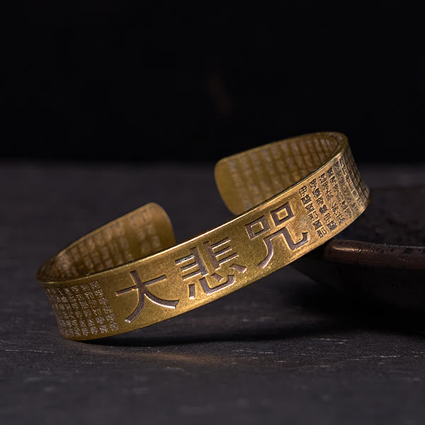 Buddha Stones Grande Compassione Mantra Rame Ottone Fortuna Potere Braccialetto Braccialetto