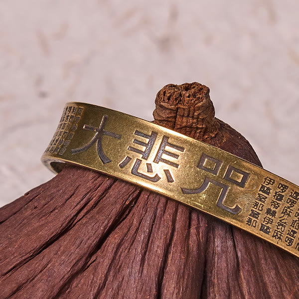 Buddha Stones Grande Compassione Mantra Rame Ottone Fortuna Potere Braccialetto Braccialetto