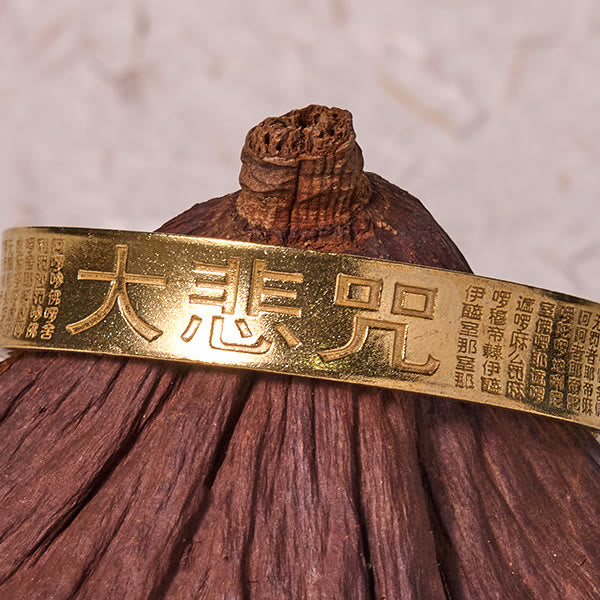 Buddha Stones Grande Compassione Mantra Rame Ottone Fortuna Potere Braccialetto Braccialetto