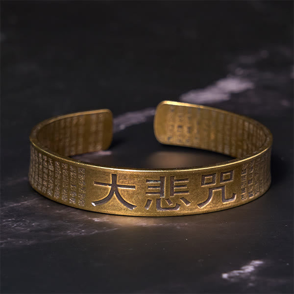 Buddha Stones Grande Compassione Mantra Rame Ottone Fortuna Potere Braccialetto Braccialetto
