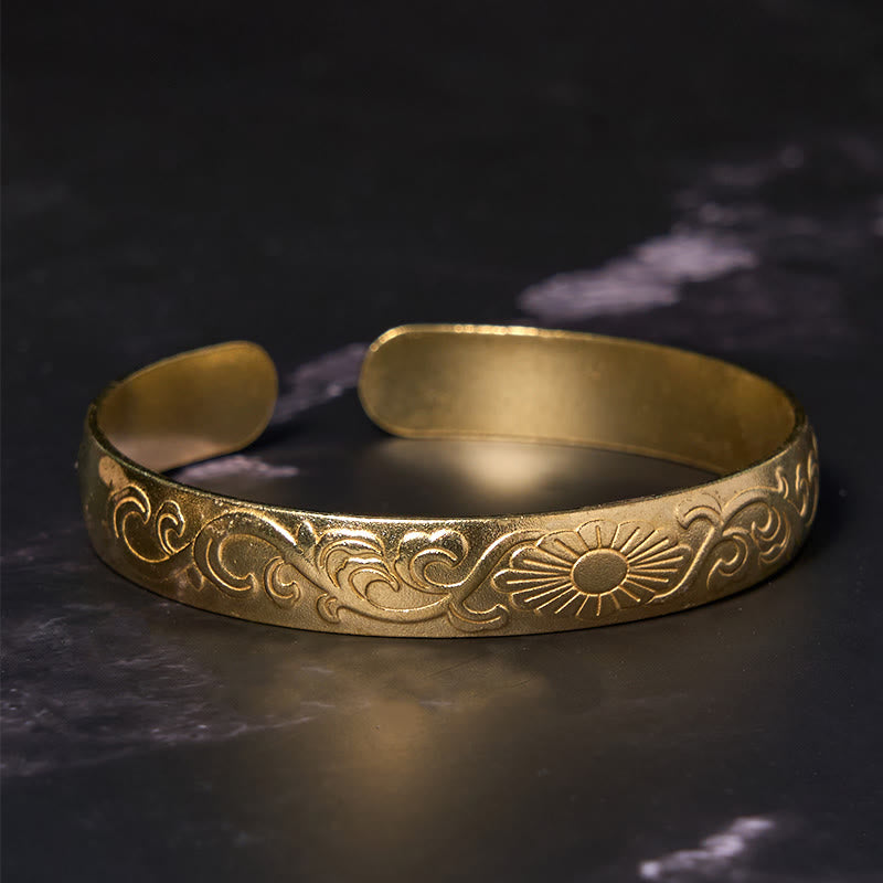 Buddha Stones Daisy Flower Vine Rame Ottone Fortuna Cura di sé Bracciale rigido