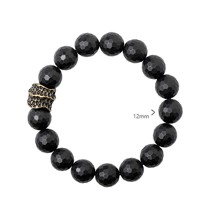 Braccialetto di protezione in ottone e rame con onice nero opaco Buddha Stones