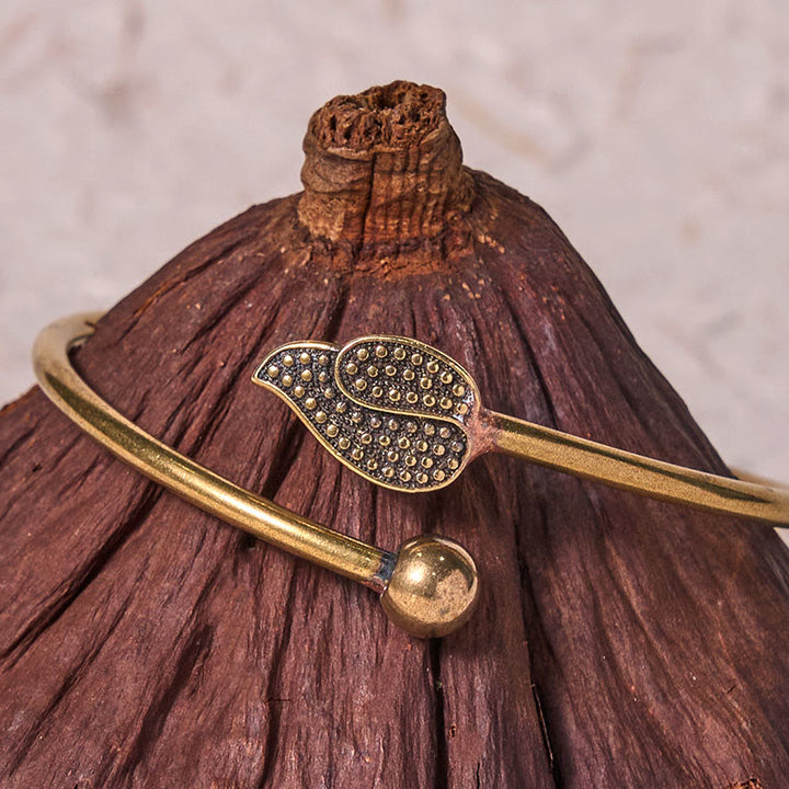 Bracciale rigido con perline di Buddha Stones , in ottone e rame, per fortuna e ricchezza