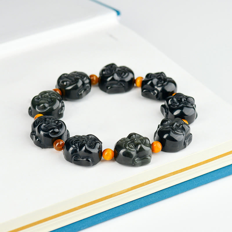 Bracciale Buddha Stones Rainbow Obsidian Laughing Buddha Positive Transformation