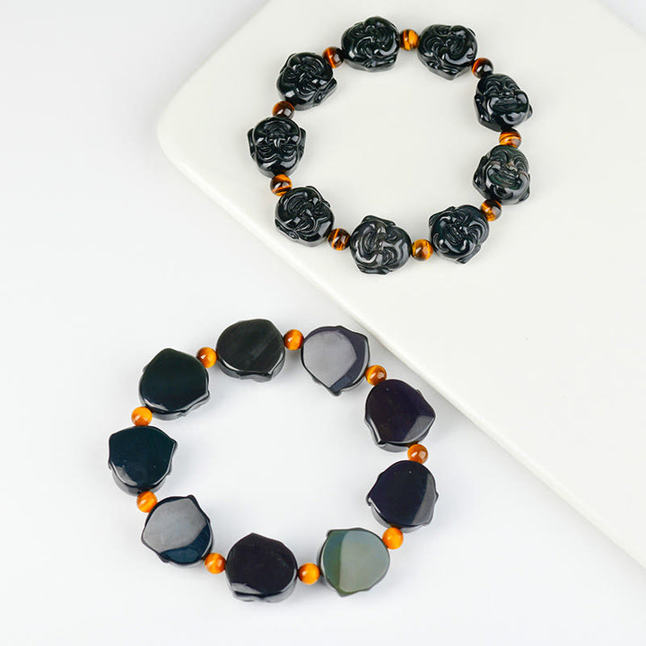 Bracciale Buddha Stones Rainbow Obsidian Laughing Buddha Positive Transformation