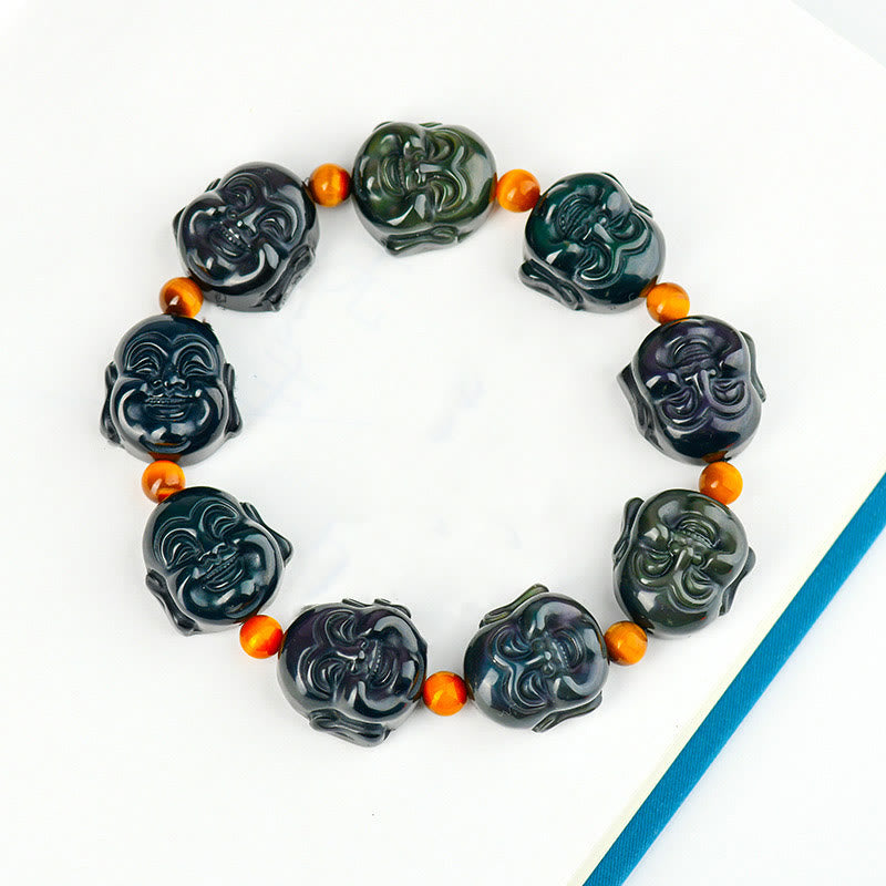 Bracciale Buddha Stones Rainbow Obsidian Laughing Buddha Positive Transformation