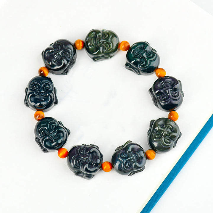 Bracciale Buddha Stones Rainbow Obsidian Laughing Buddha Positive Transformation