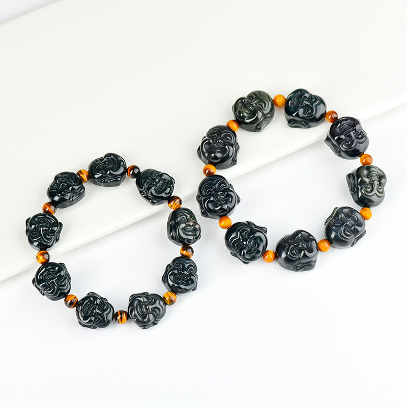 Bracciale Buddha Stones Rainbow Obsidian Laughing Buddha Positive Transformation