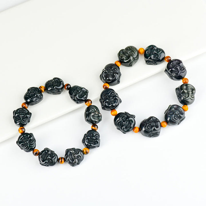 Bracciale Buddha Stones Rainbow Obsidian Laughing Buddha Positive Transformation