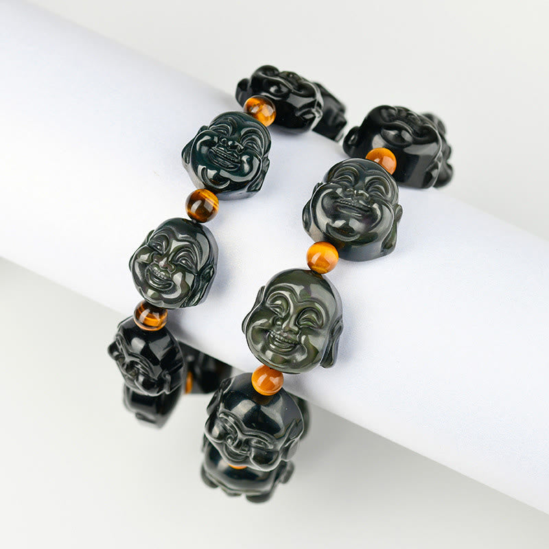 Bracciale Buddha Stones Rainbow Obsidian Laughing Buddha Positive Transformation