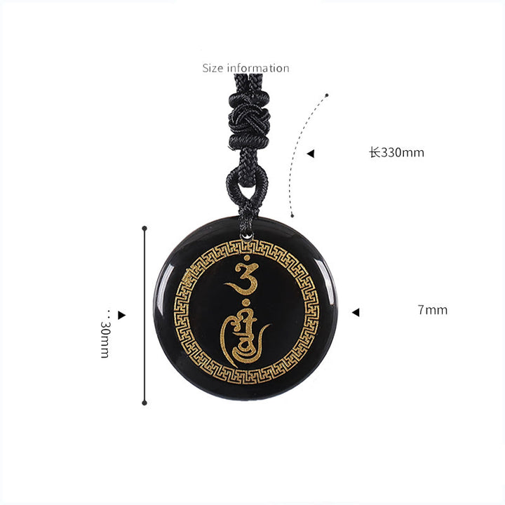 Buddha Stones Modello Svastica Vajra Protezione Mantra Naturale Vari Cristallo Ossidiana Nera Collana Pendente Purificazione