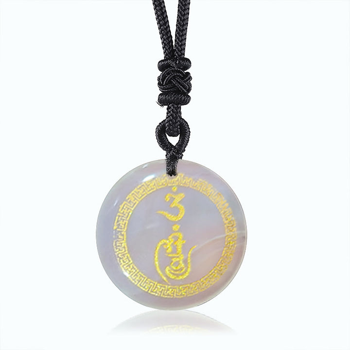 Buddha Stones Modello Svastica Vajra Protezione Mantra Naturale Vari Cristallo Ossidiana Nera Collana Pendente Purificazione