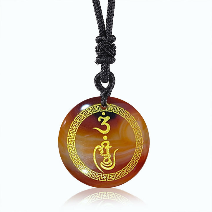 Buddha Stones Modello Svastica Vajra Protezione Mantra Naturale Vari Cristallo Ossidiana Nera Collana Pendente Purificazione