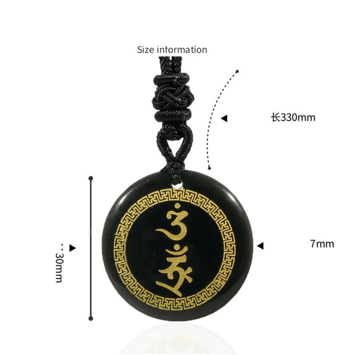 Buddha Stones che circondano il modello della svastica Vajra Protezione Mantra Naturale Vari cristalli Ossidiana nera Collana pendente