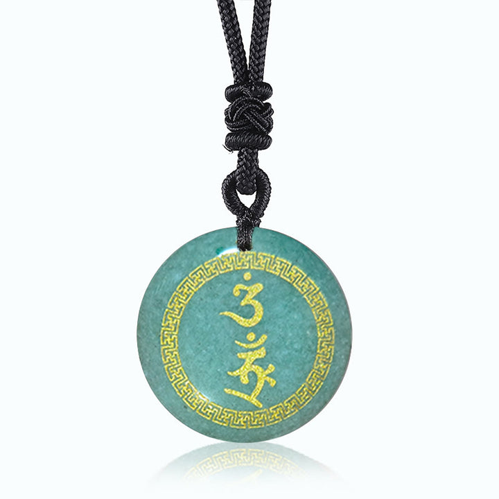 Buddha Stones che circondano il modello della svastica Vajra Protezione Mantra Naturale Vari cristalli Ossidiana nera Collana pendente
