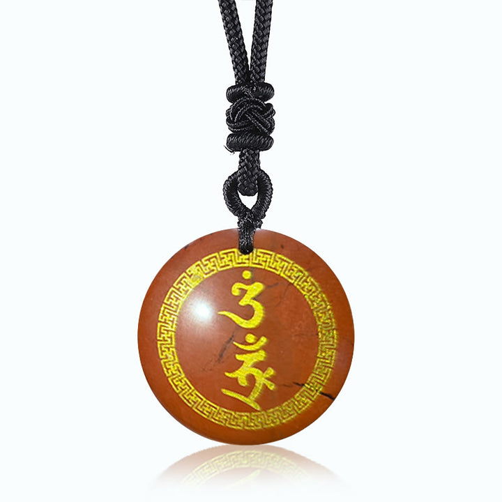 Buddha Stones che circondano il modello della svastica Vajra Protezione Mantra Naturale Vari cristalli Ossidiana nera Collana pendente