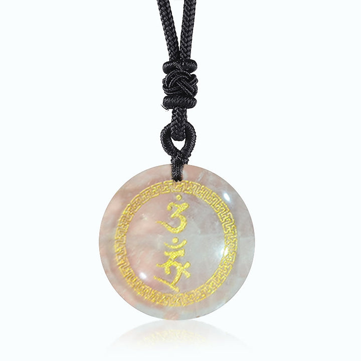 Buddha Stones che circondano il modello della svastica Vajra Protezione Mantra Naturale Vari cristalli Ossidiana nera Collana pendente