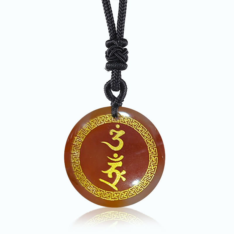 Buddha Stones che circondano il modello della svastica Vajra Protezione Mantra Naturale Vari cristalli Ossidiana nera Collana pendente