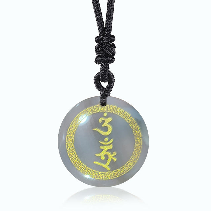 Buddha Stones che circondano il modello della svastica Vajra Protezione Mantra Naturale Vari cristalli Ossidiana nera Collana pendente