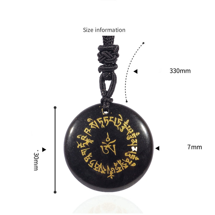 Buddha Stones Fortuna Mantra Naturale Vari Cristallo Ossidiana Nera Collana Pendente di Realizzazione