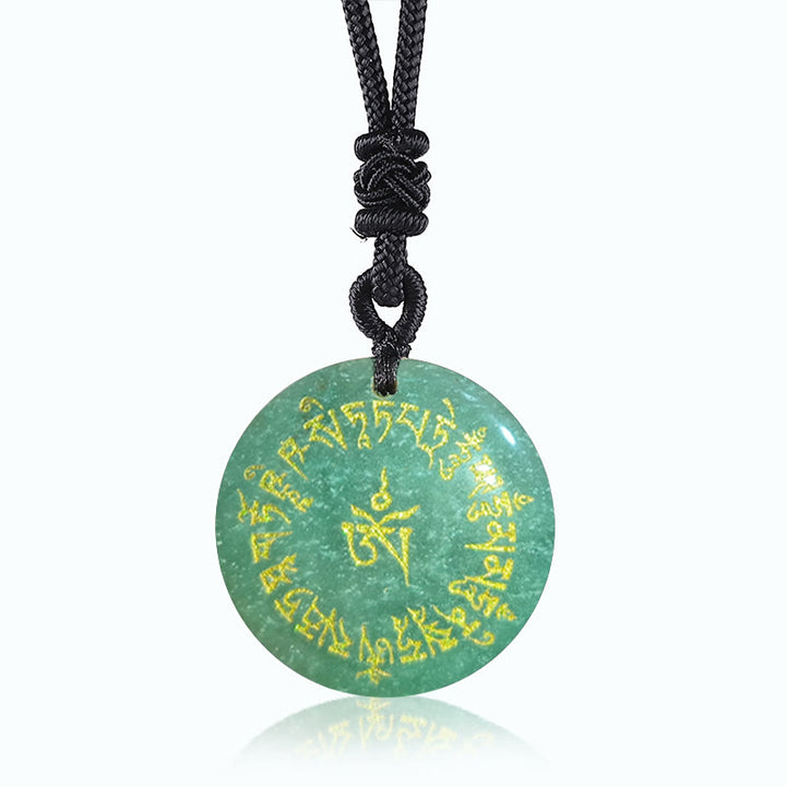 Buddha Stones Fortuna Mantra Naturale Vari Cristallo Ossidiana Nera Collana Pendente di Realizzazione