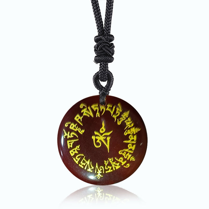 Buddha Stones Fortuna Mantra Naturale Vari Cristallo Ossidiana Nera Collana Pendente di Realizzazione