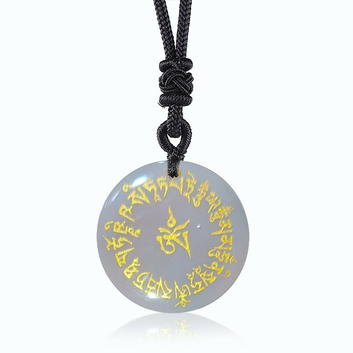 Buddha Stones Fortuna Mantra Naturale Vari Cristallo Ossidiana Nera Collana Pendente di Realizzazione